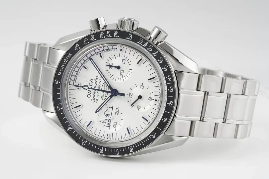 View 5 of Omega Speedmaster Professional Chronograph Watch White Dial Stainless Steel 44mm Automatic Movement 9300 Sapphire Crystal Water Resistant