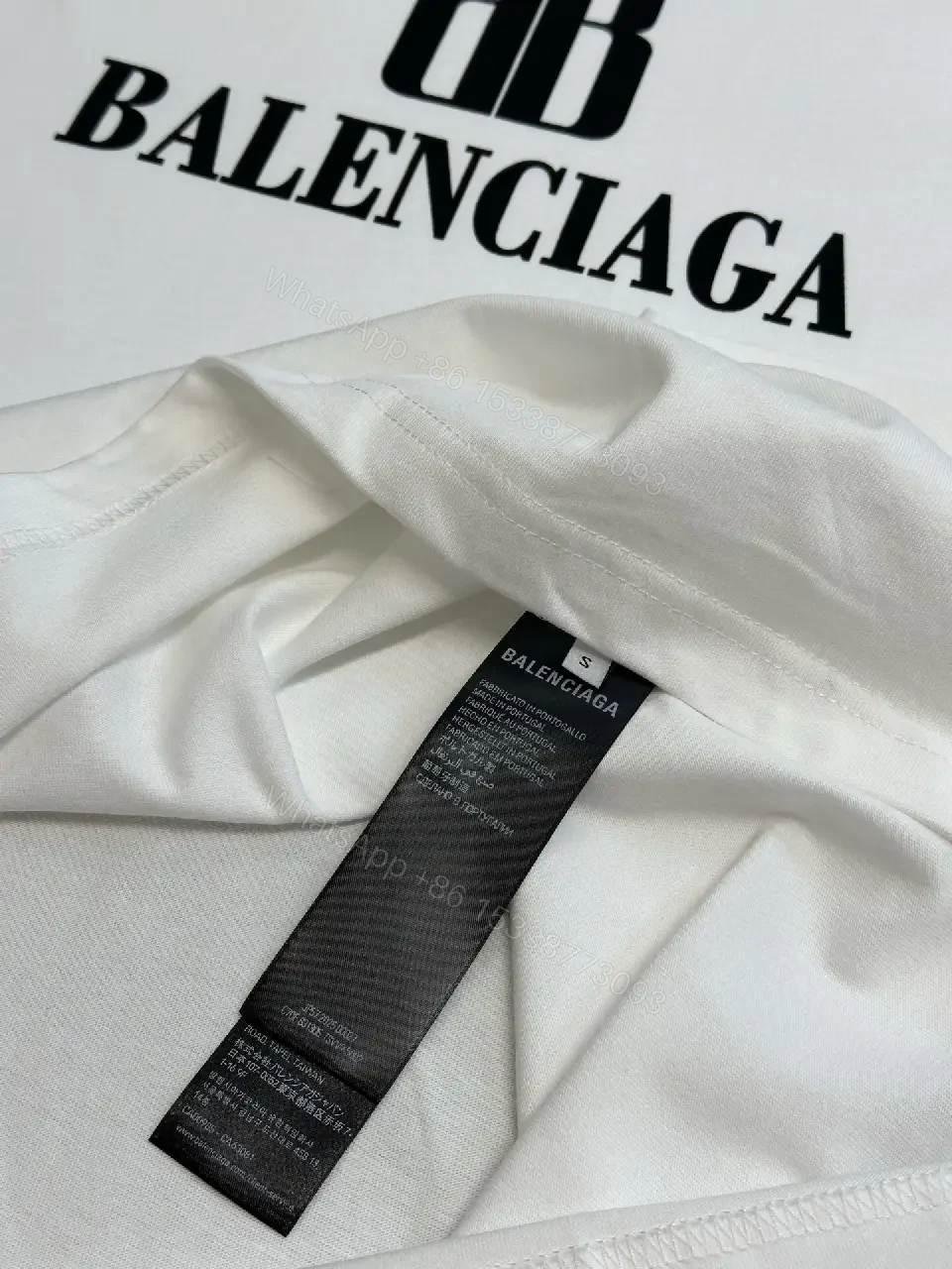 View 3 of Oversized Logo Tee: Bold Monogram in White Cotton-jersey