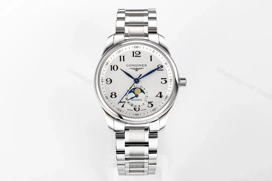 View 2 of Longines Master Collection Moon Phase 40mm Watch Silver Dial Stainless Steel Bracelet
