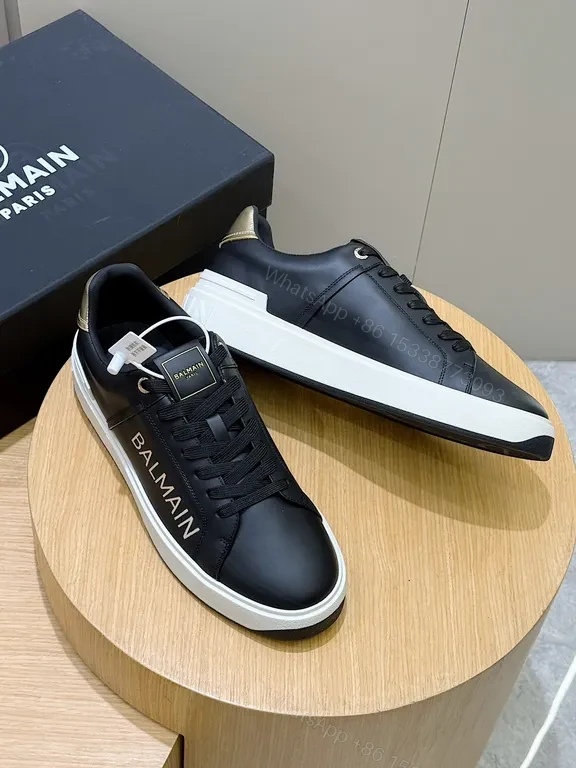 View 6 of Black Leather Low-Top Sneaker â€” BALMAIN Luxury Comfort
