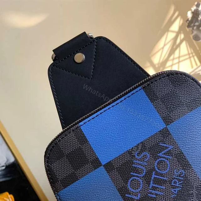View 7 of LOUIS VUITTON AVENUE SLING BAG BLUE DAMIER GRAPHITE GIANT CANVAS N40404