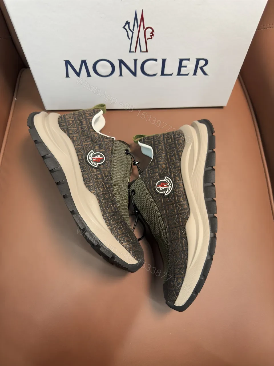 View 4 of Olive Knit Runner: Premium Textured Mesh Sneakers