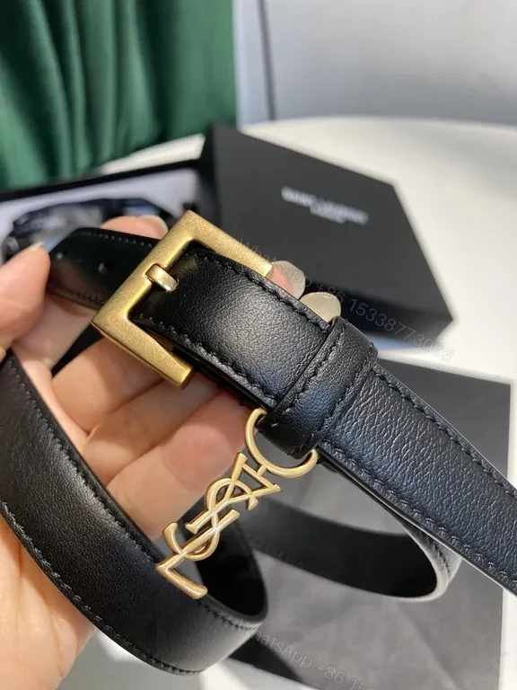 View 3 of Sleek Black Leather Belt with Gold Buckle â€” Luxury Everyday Belt