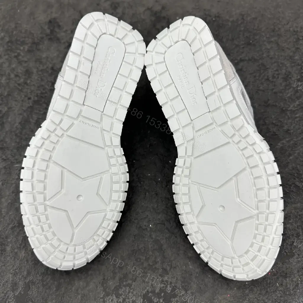 View 4 of White Leather Mesh Sneakers Dior Style Key Feature Cushioning Shoe