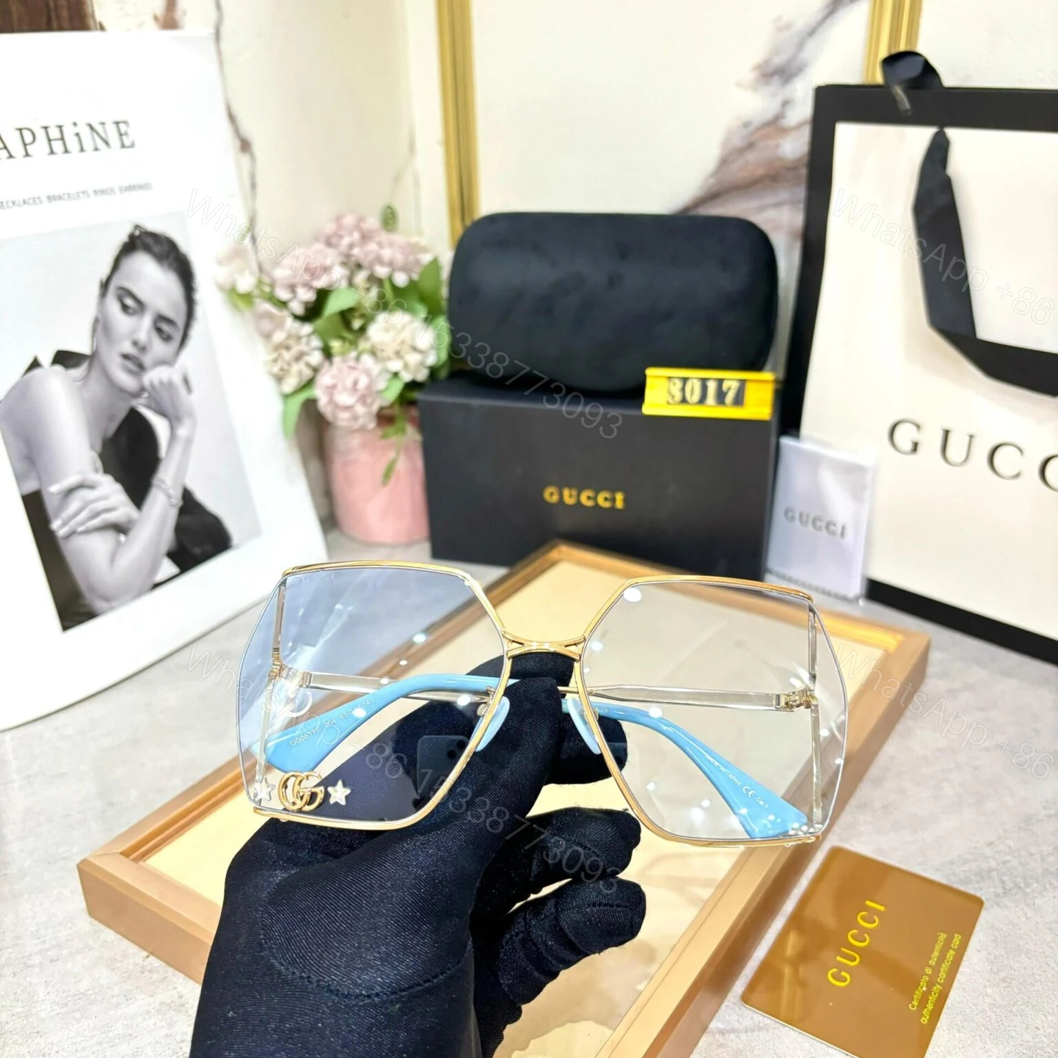 View 2 of Gucci Women Sunglass Black Frame UV Protected