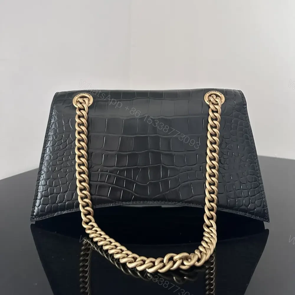 View 2 of 高仿Balenciaga*Crush系列鱷魚皮沙漏包黑色S