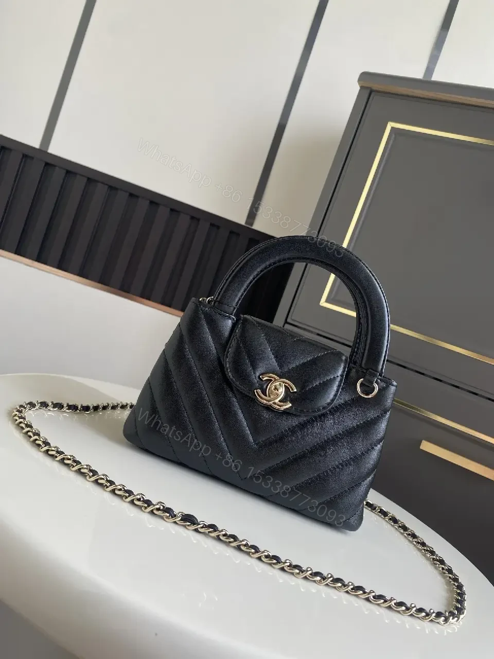 View 5 of Quilted Mini Bag: Gold-Tone Closure, Crossbody Ready