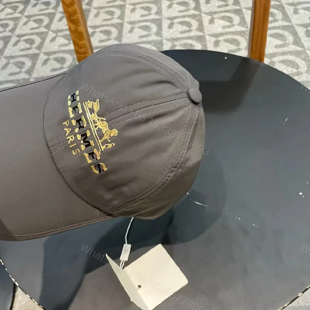 View 7 of Dark Charcoal Cap - Gold Crest Luxury Flat-Brim Cap