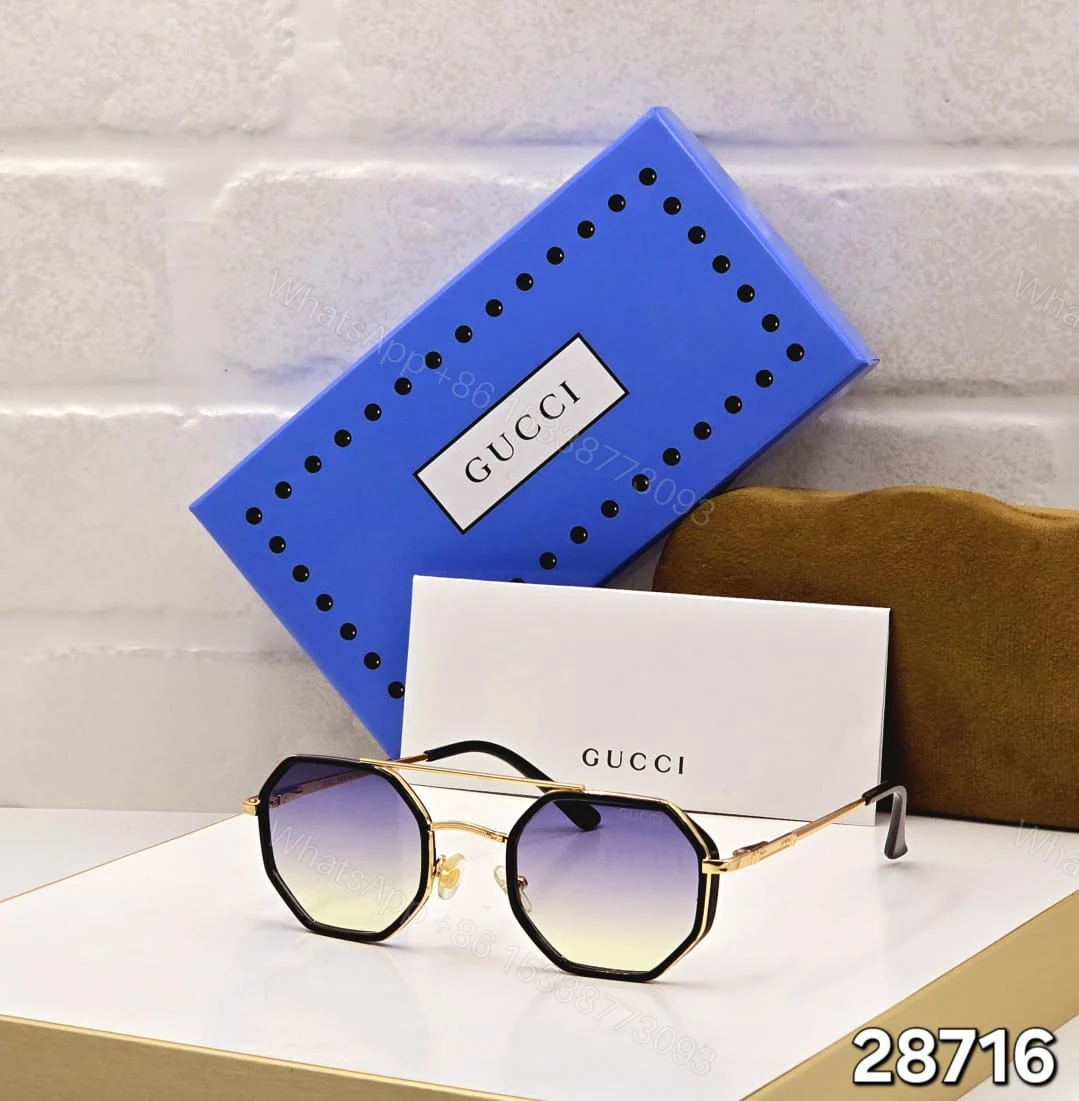 View 3 of Gucci Octagonal Sunglasses Black-Gold Gradient