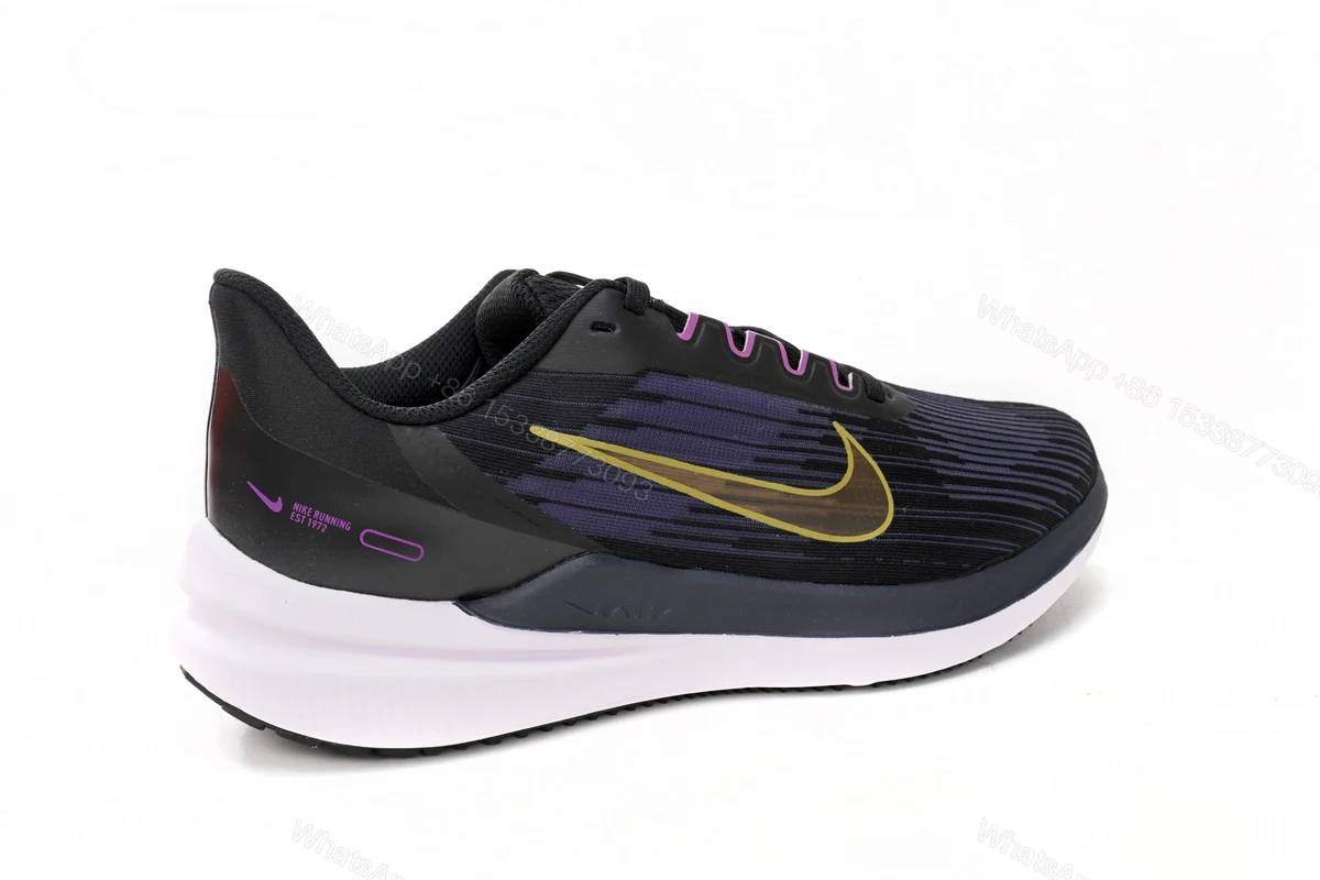 View 10 of Nike Air Winflo 9 Black Blue and Yellow DD6203-007