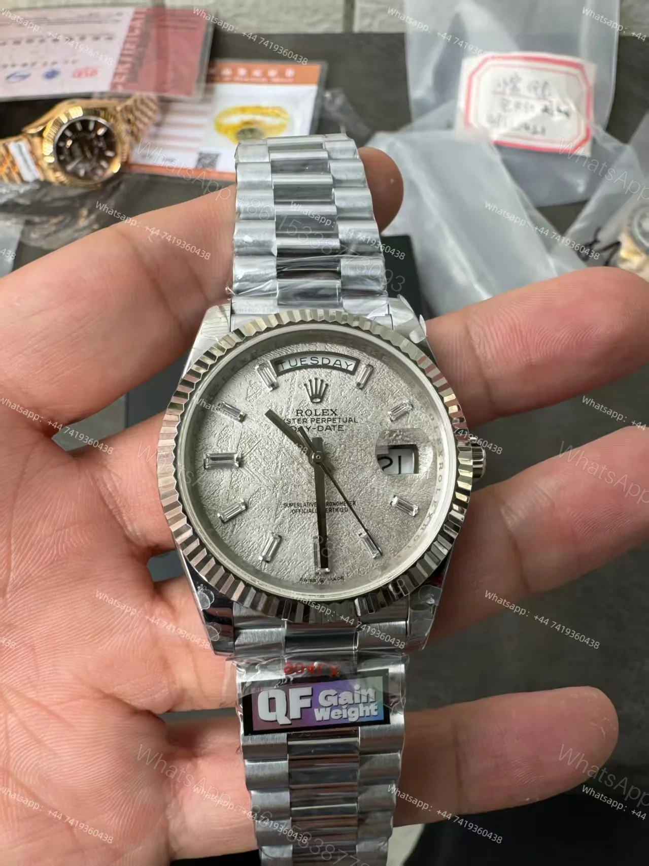 View 9 of Rolex Day-Date M228239-0055 1:1 Replica Meteorite Dial 40MM 3255 Movement Presidential Bracelet Super Clone Watch