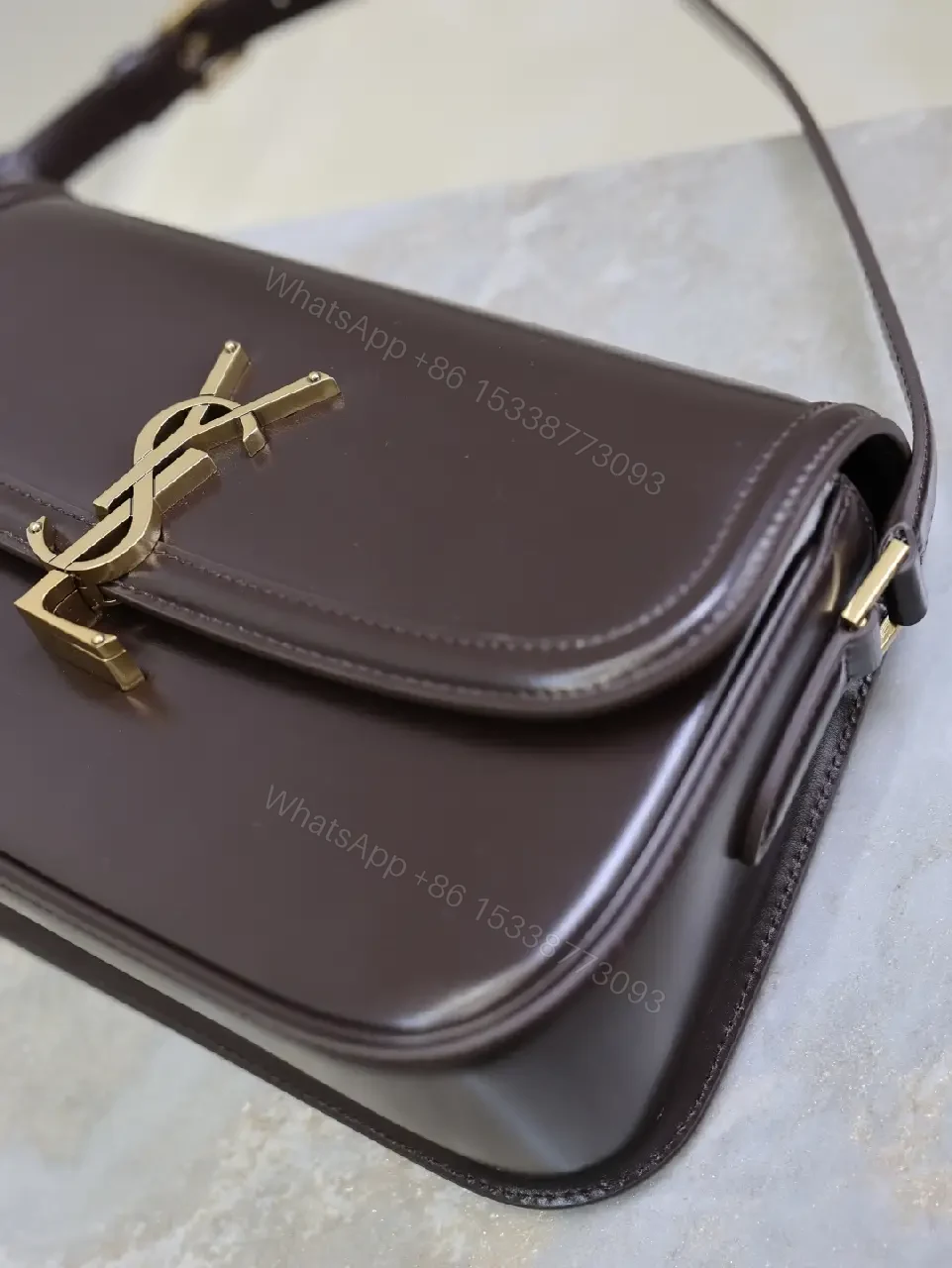 View 3 of Dark Leather Compact Crossbody: Minimalist Luxury Bag