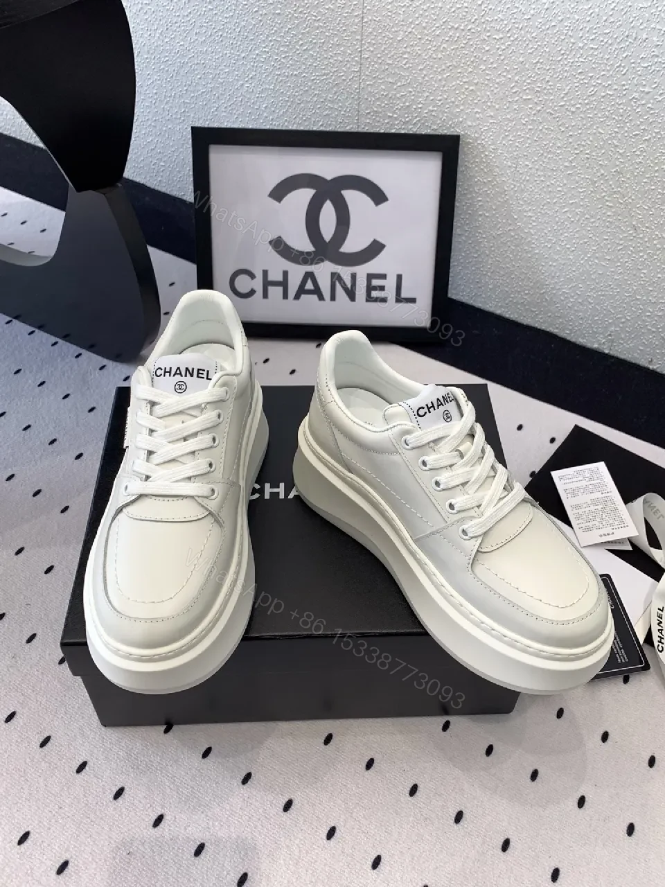 View 5 of White Leather Platform Sneakers, Elevated Luxury Footwear