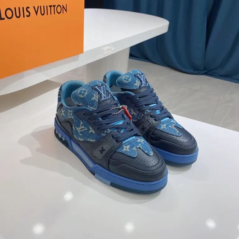 View 5 of Denim LV High-Top Sneakers: Luxury Texture, Everyday Comfort