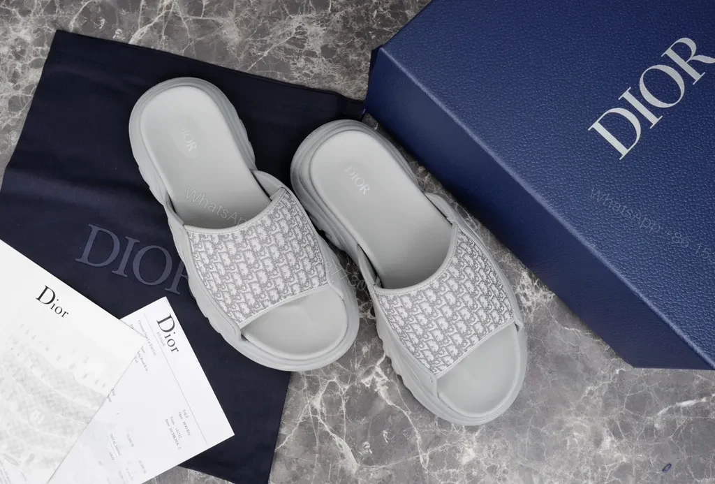 Monogram Texture Slides: Dior-Inspired Luxe Comfort — view 1