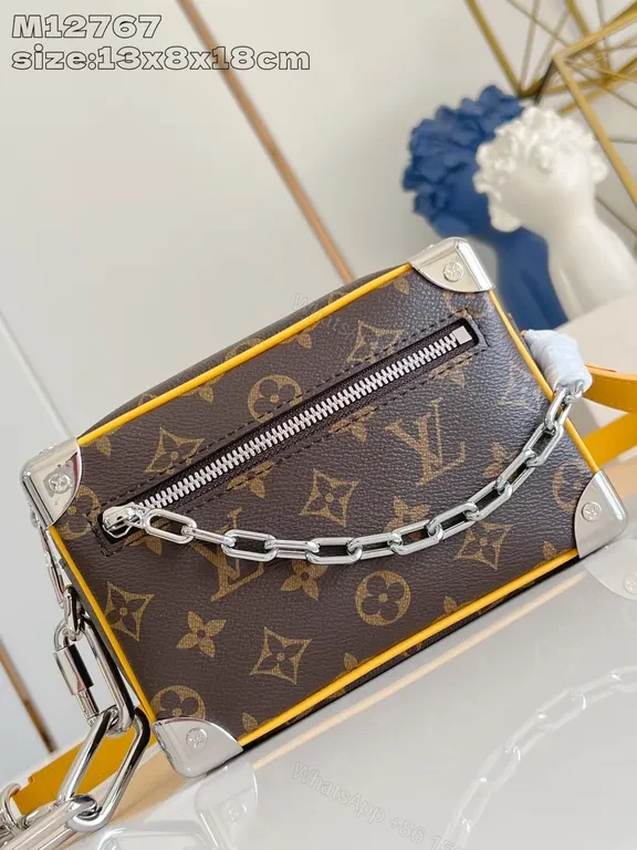 View 2 of Chic Monogram Crossbody: Compact Luxury with Bold Yellow Trim
