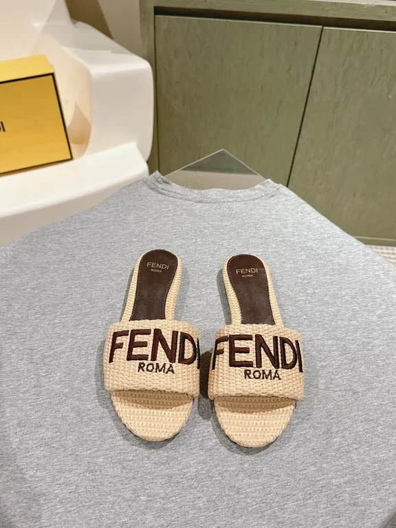 View 2 of Raffia + Leather? Not applicable. Wait. Bold Logo Raffia Slide â€” Luxury Resort Footwear