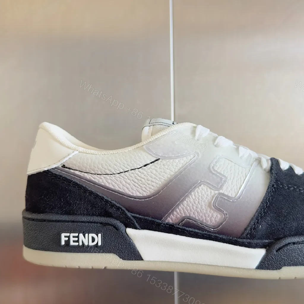 View 6 of Bold Black-White Leather Trainers with Luxury Accents