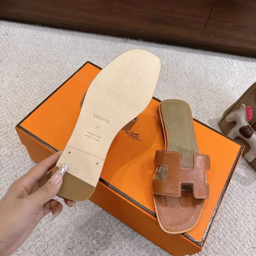 View 7 of H-Pattern Leather Slide Sandals: All-Day Comfort
