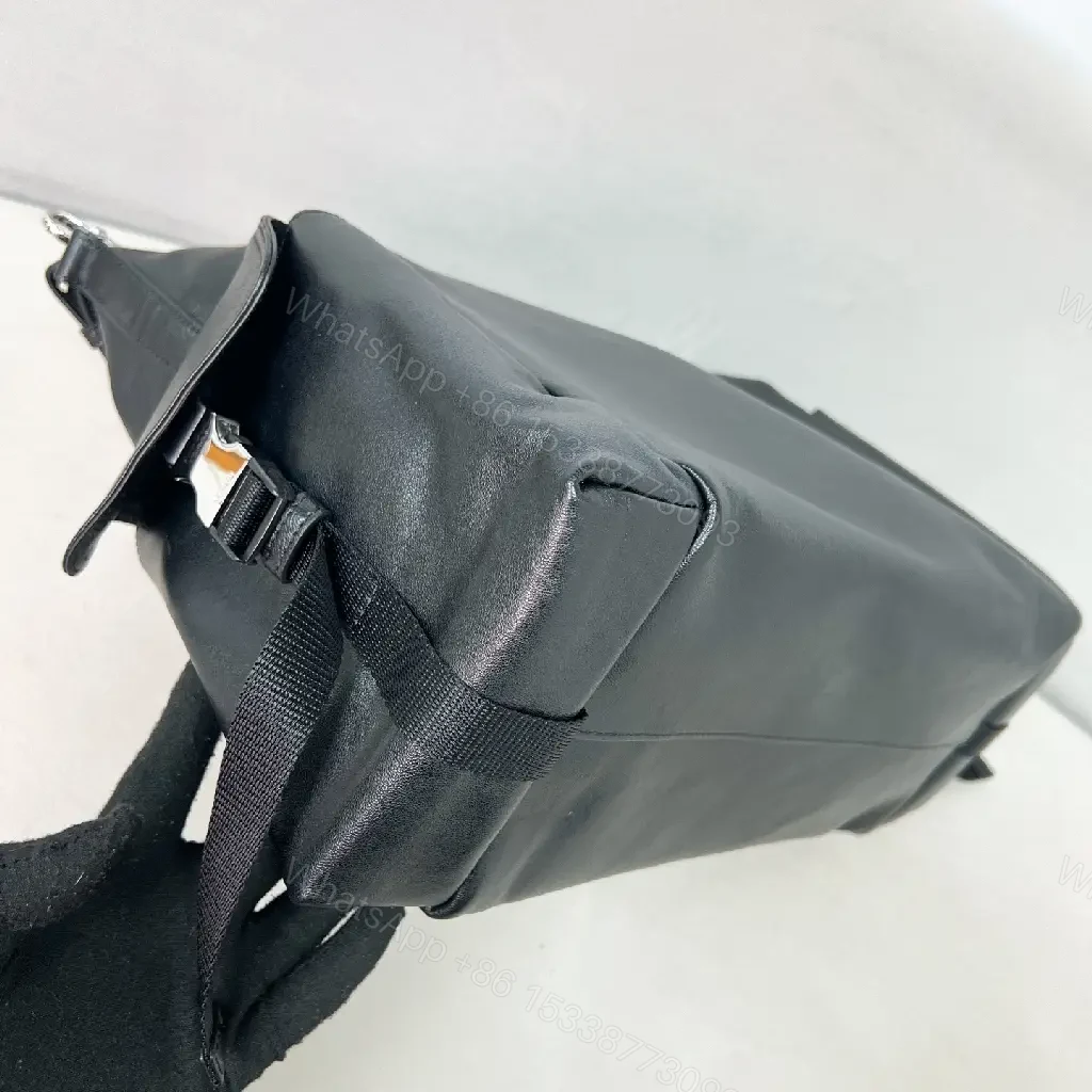View 6 of Black Leather-Look Modern Hobo Shoulder Bag with Logo Closure