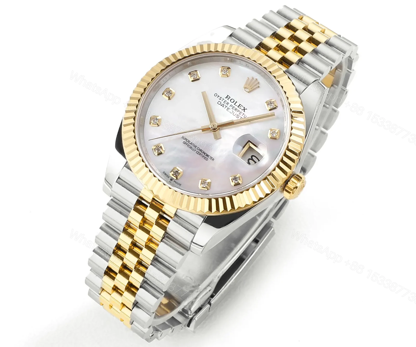 View 2 of Rolex Datejust 41 Rolesor Yellow Fluted Jubilee MOP – Diamond 126333-0018