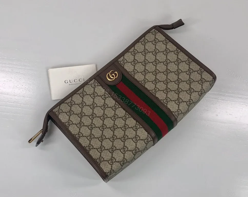 View 5 of Chic GG Supreme Clutch with Web Stripe - Wallet-style Executive Bag