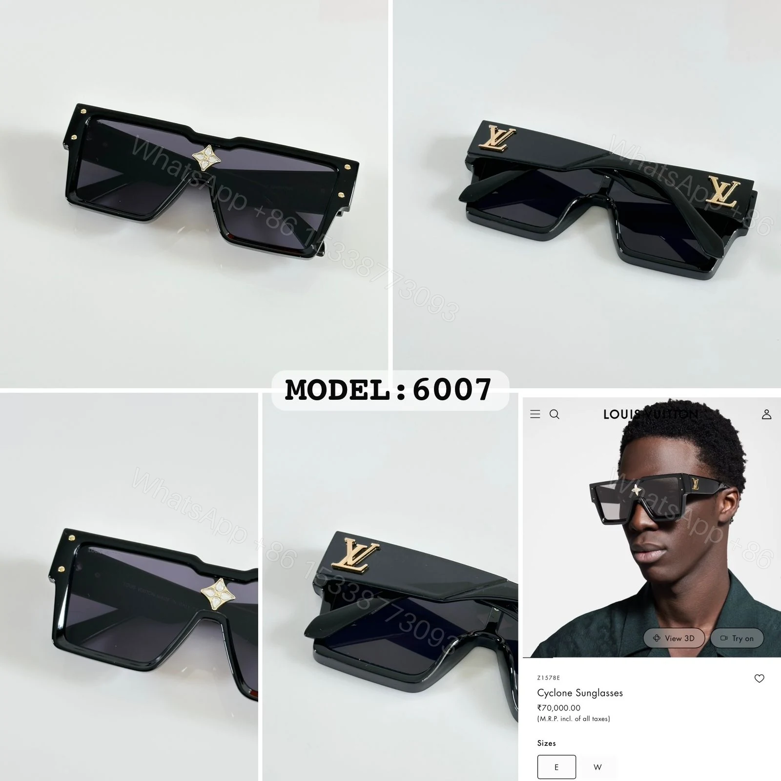 View 4 of Louis Vuitton Cyclone 6007 Black Sunglasses