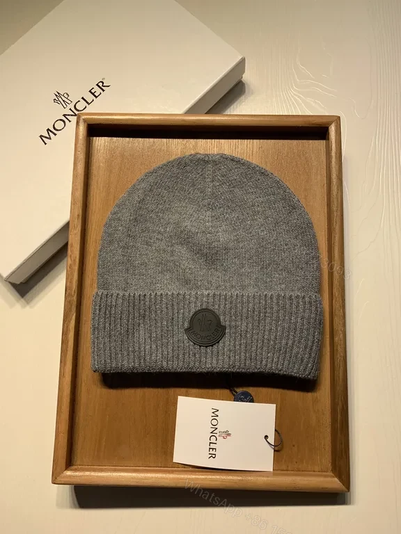 Gray Moncler Beanie - Knit Warmth, Subtle Luxury Brand — view 1