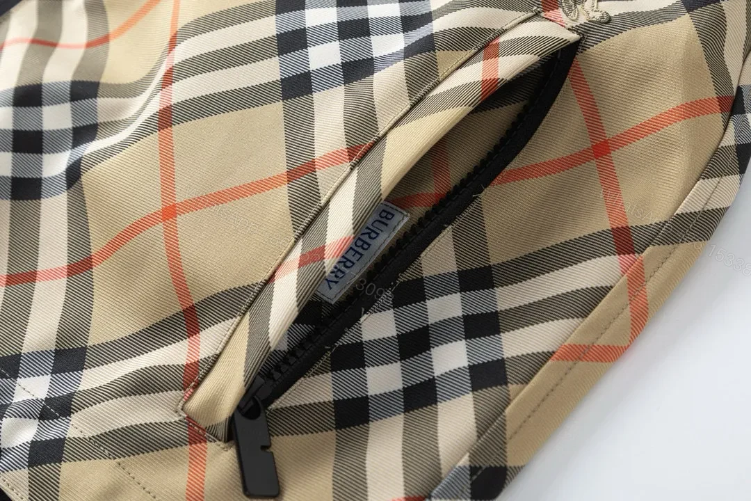View 4 of Beige-Black-Orange Check Lightweight Windbreaker, Casual Style
