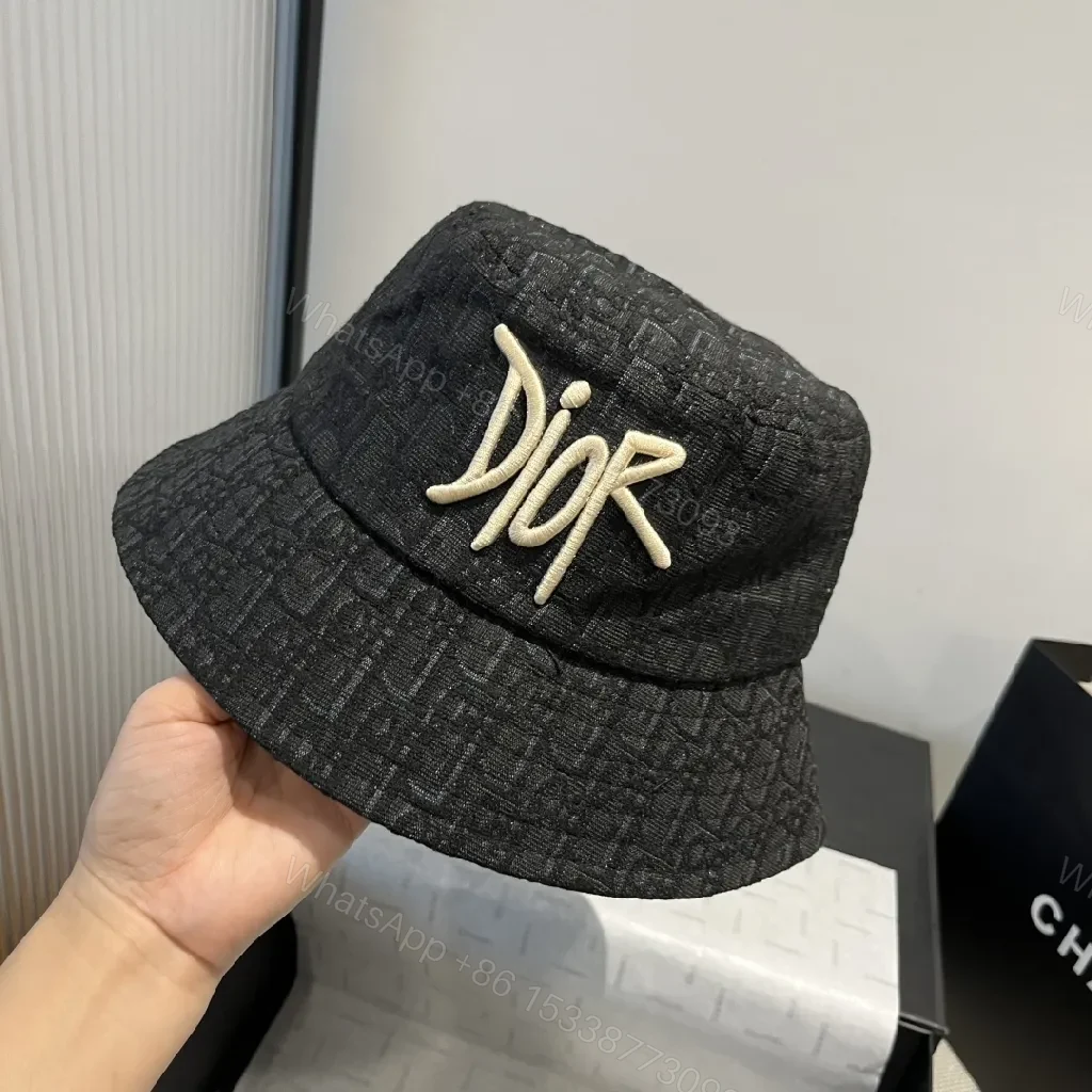 View 2 of Bold Denim Texture Bucket Hat with Designer-Inspired Embroidery