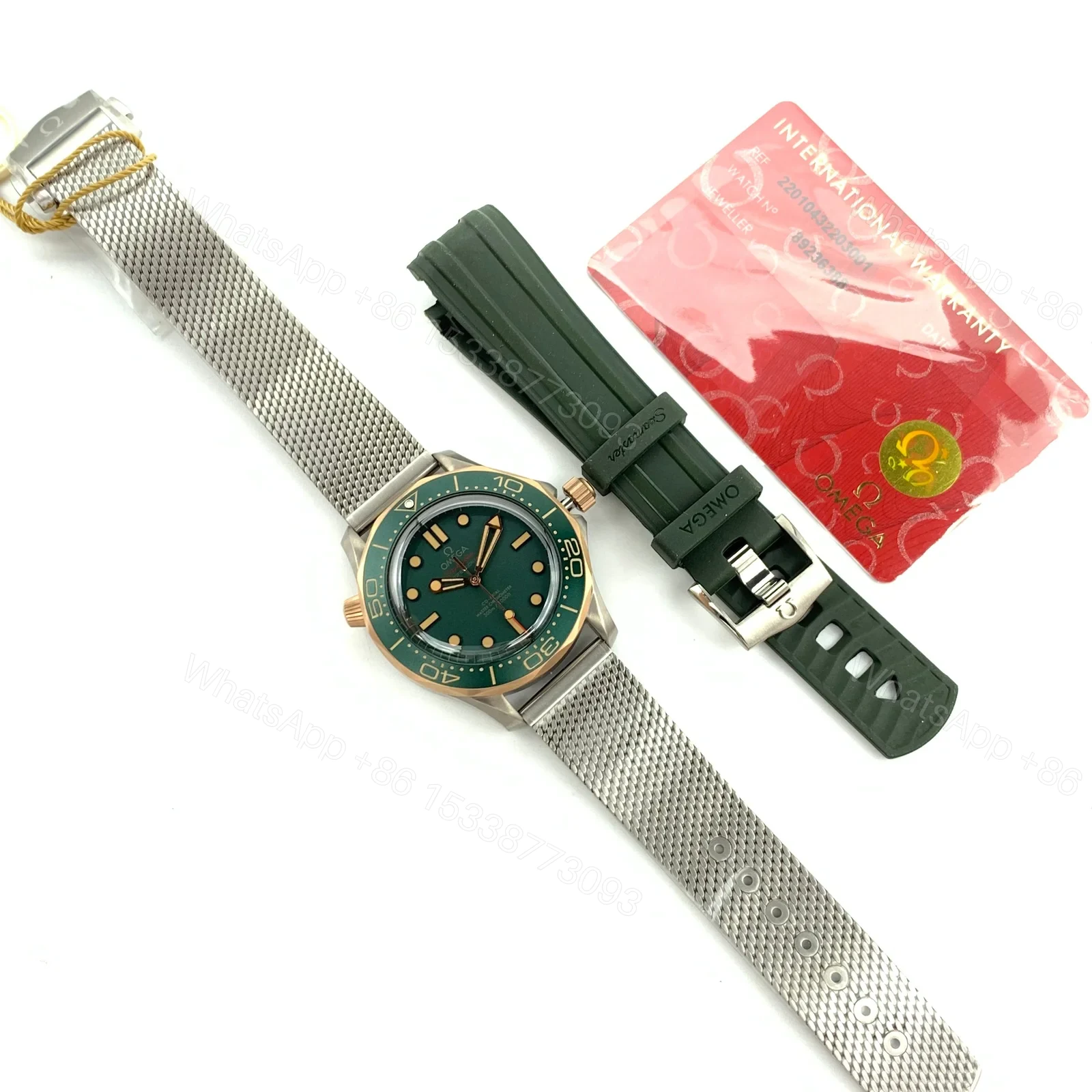 View 2 of Omega Seamaster Diver 300M 007 Edition No Date 42mm Green Dial Mesh Bracelet Automatic Watch OMG-SM300-007-NODATE-42MM-MESH