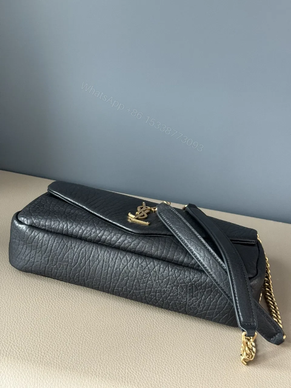 View 5 of Black Leather Flap Bag Gold Chain – Luxe Everyday Style