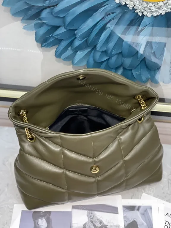 View 3 of Structured Chic YSL-Accent Quilted Leather Shoulder Bag