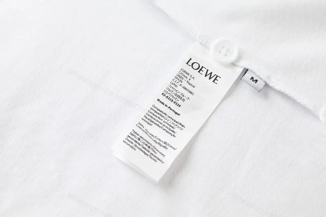 View 8 of White Cotton T-Shirt with Blue Loewe Logo Graphic
