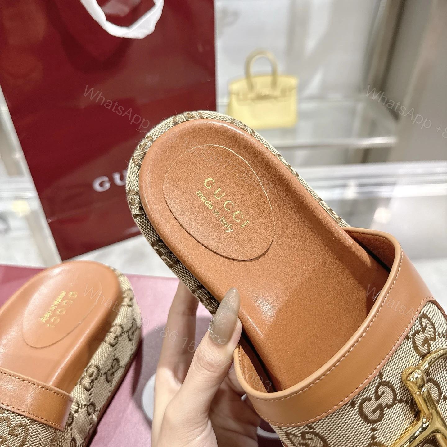 View 6 of GUCCI WOMEN’S PLATFORM SLIDES WITH HORSEBIT BROWN