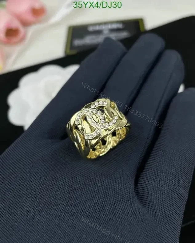 View 2 of Chanel Dupe Gold Fashion Ring for Women DJ3 1:1 Mirror