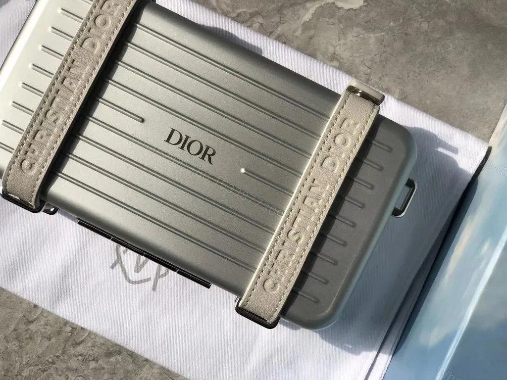 View 3 of Metallic Ribbed Crossbody: Dior-Branded Compact Case - 60 chars max