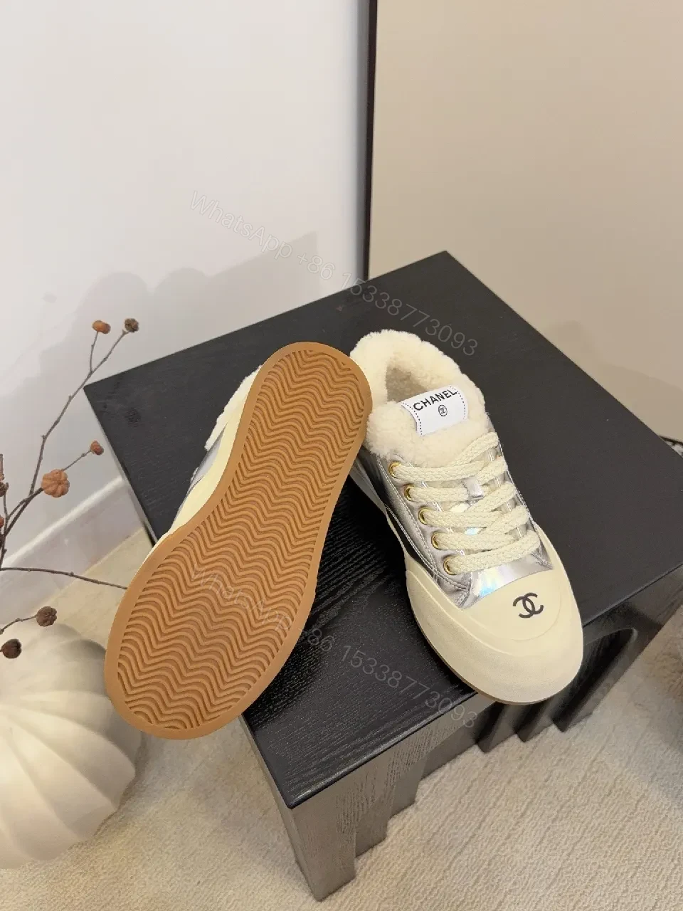View 6 of Metallic Leather High-Top + Shearling + Luxury Streetwear + Cozy Warmth + Sneakers