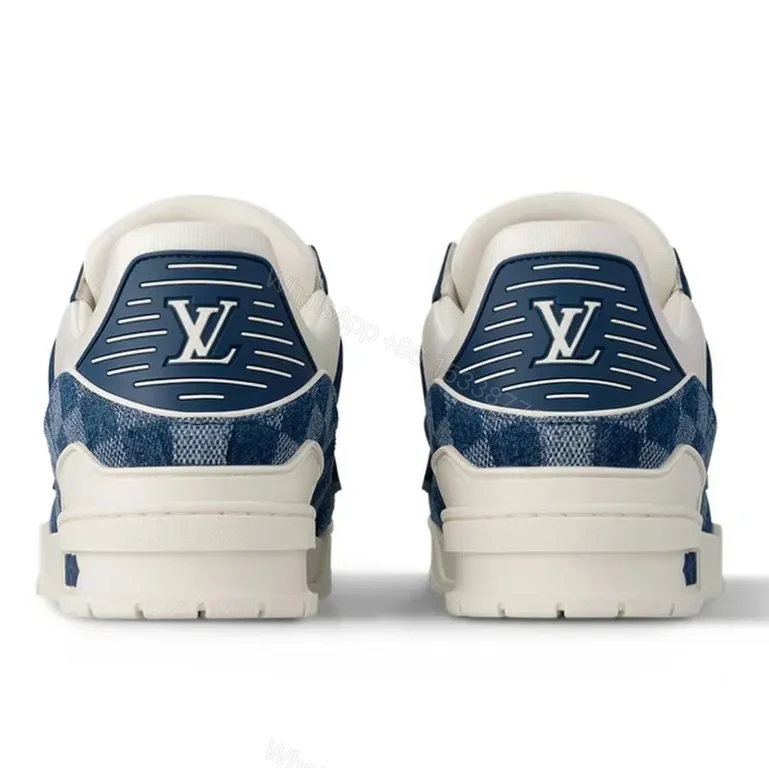 View 3 of Patterned Denim-Accent Sneaker: Modern LV-Inspired Luxury Streetwear