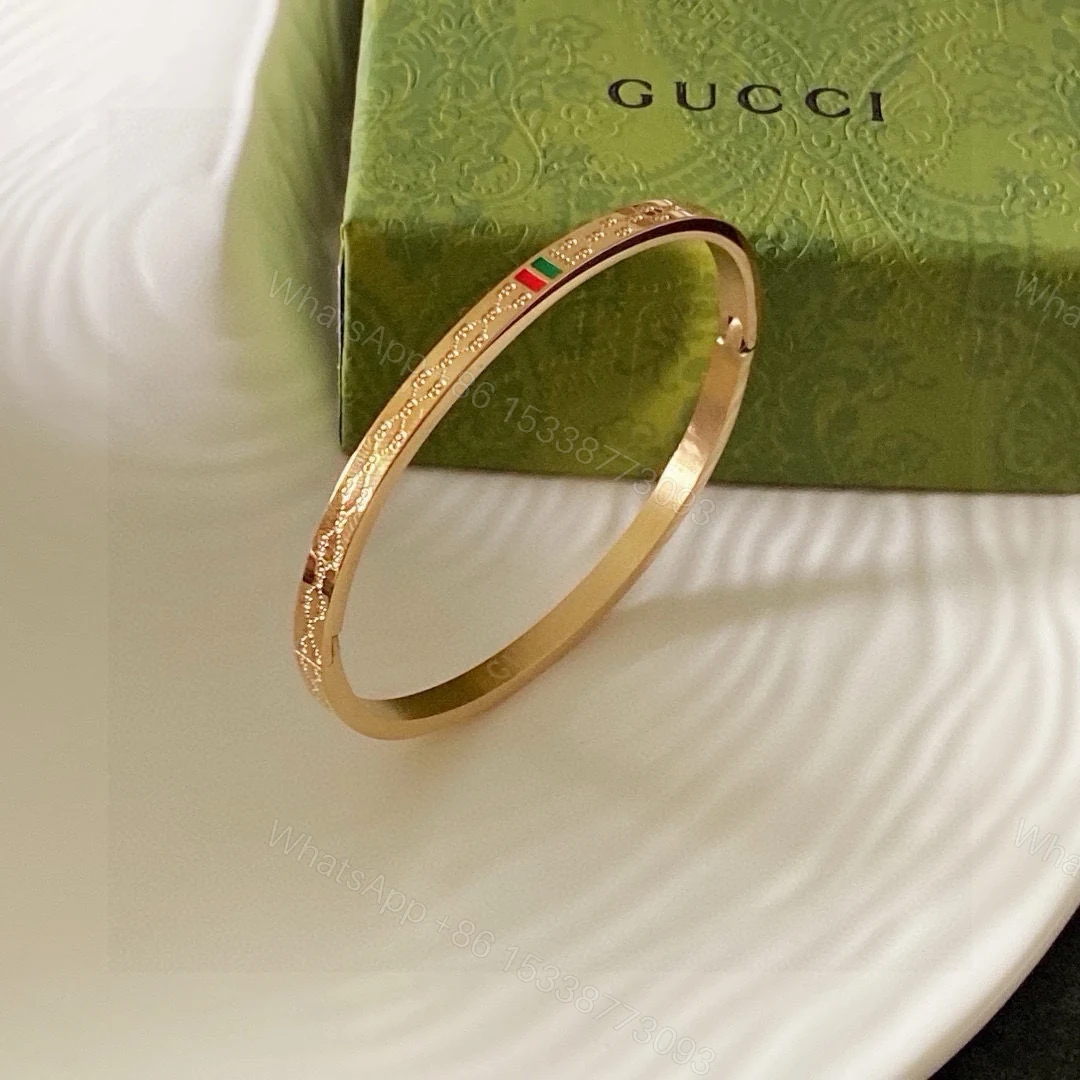 Gucci A貨手環金色雕花設計經典紅綠標飾簡約氣質女款 — view 1