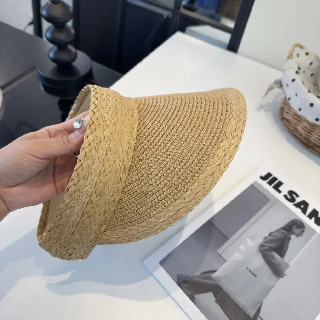 View 5 of Woven Straw Visor: Structured, Loewe-Inspired, Elegant Sun Hat