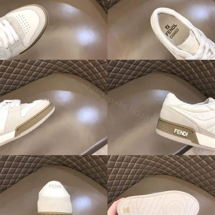 View 5 of Fendi Match Low-Top Sneakers In White Suede – FD31