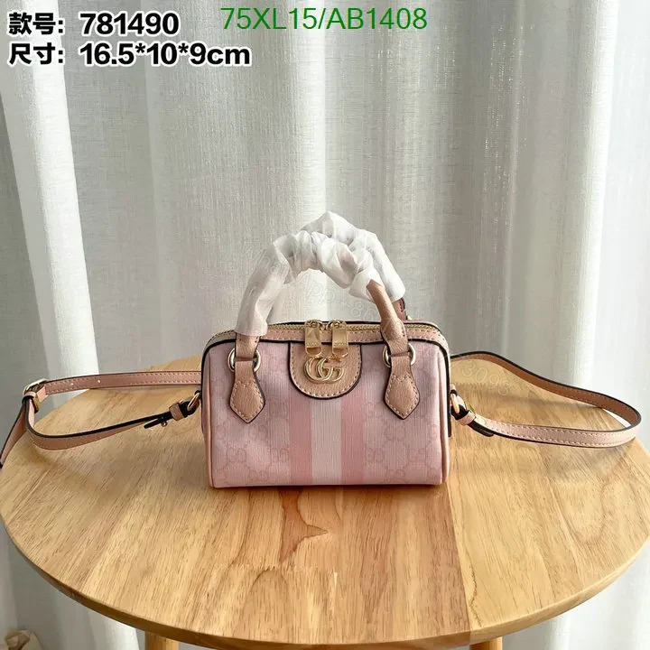 View 6 of Lookalike Gucci Ophidia Super Mini Pink GG Supreme Crossbody with Leather Handles RML852
