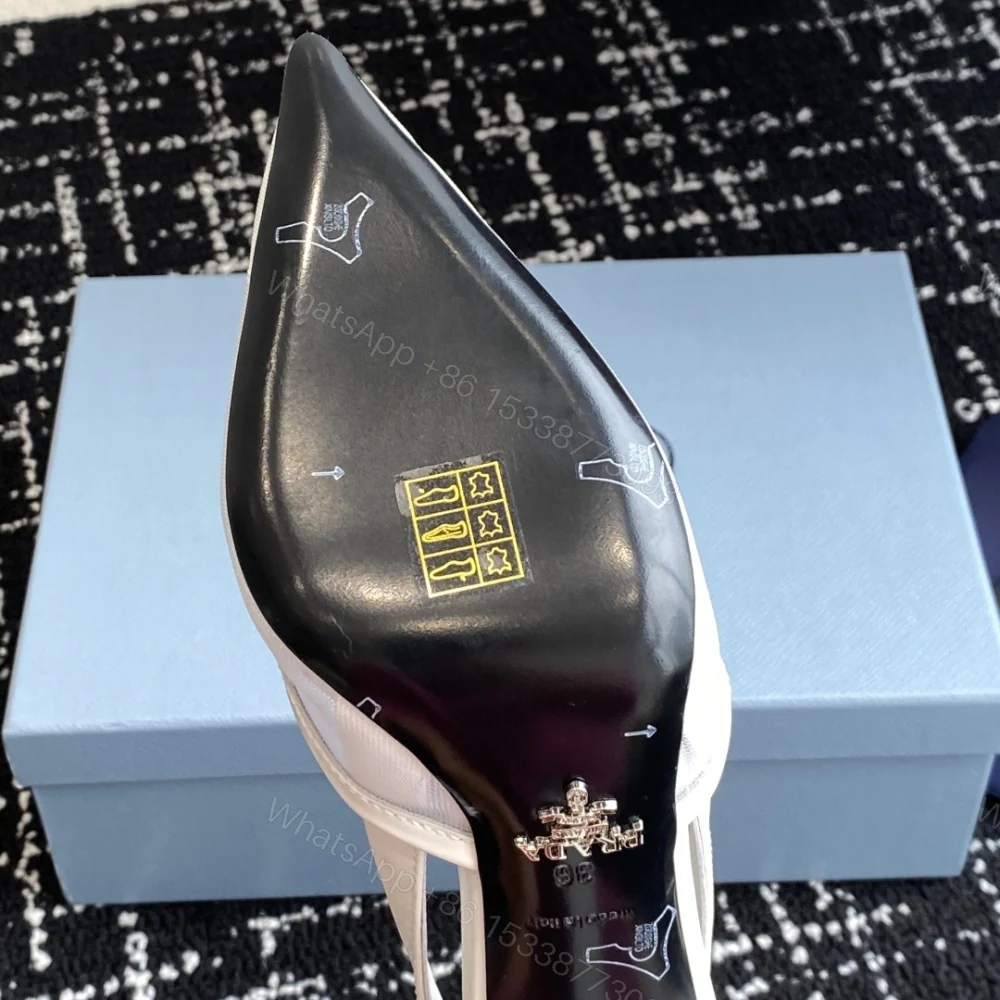 View 9 of 高仿Prada*1I891B尖頭露跟高踭鞋7.5CM白色免檢版