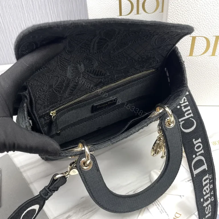 View 4 of Compact Lace-Texture Dior Logo Tote: Luxe City Bag
