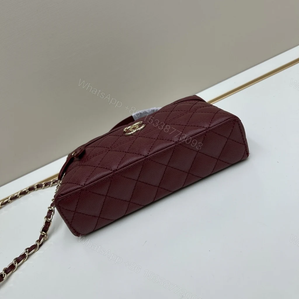 View 7 of Chanel Classic Vanity With Chain Gold Tone Dark Red 19cm