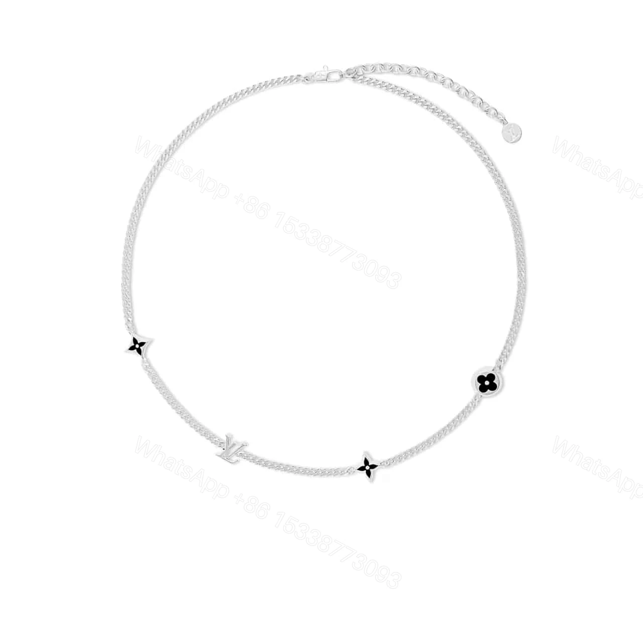 LOUIS VUITTON LV SPIKE CHARMS NECKLACE SILVER M01717 — view 1