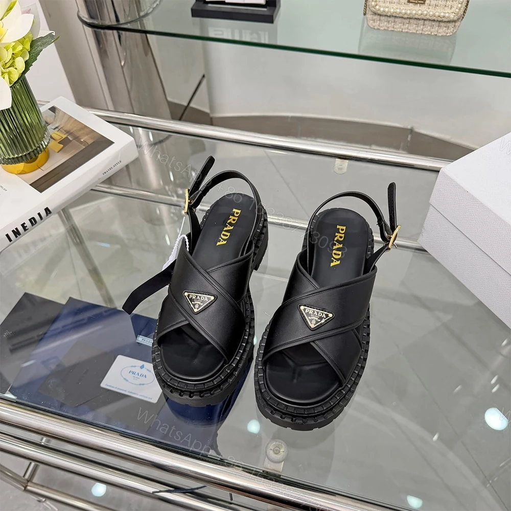 View 4 of PRADA Leather sandals 374742