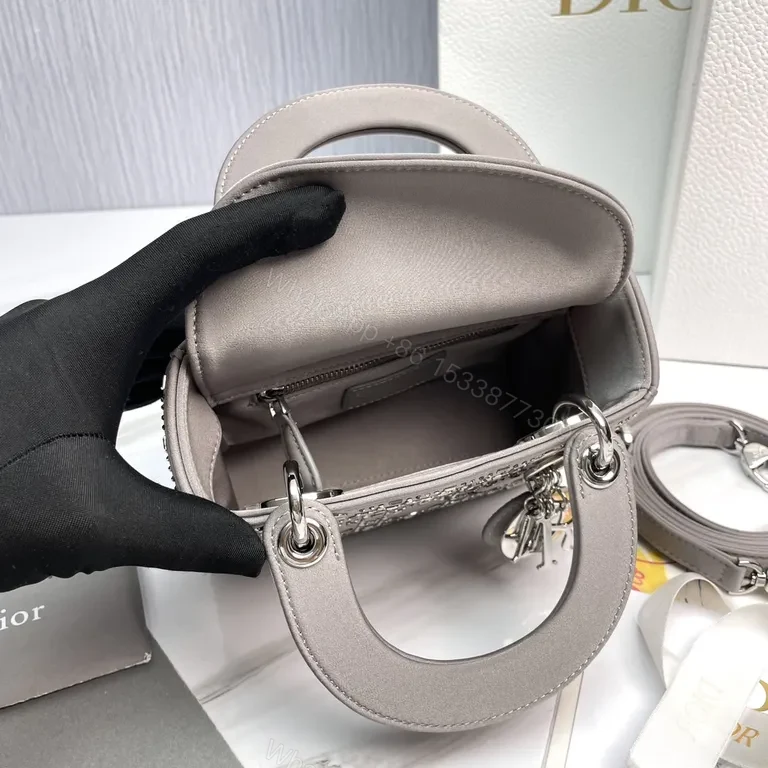 View 9 of Structured Chic Lattice Handbag: Compact Dior-Style Texture Bag