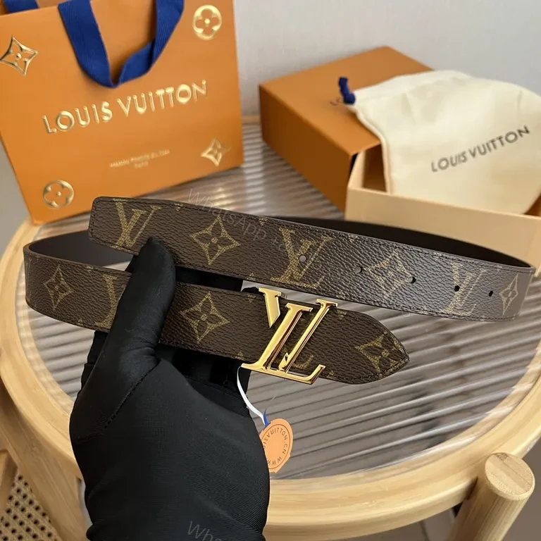 View 9 of Brown Monogram Belt with Gold LV Buckle - Luxury Everyday